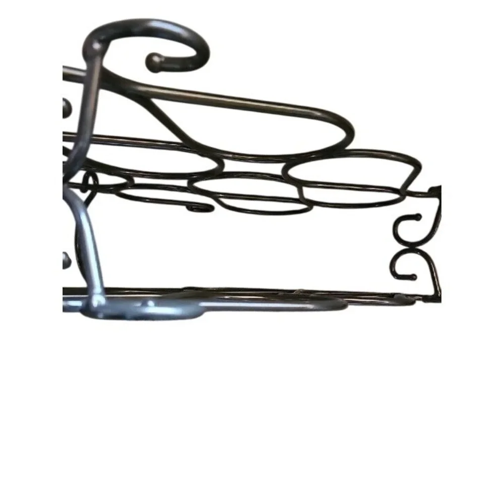 Princess House Meridian Brown Metal 10 Bottle Wine Rack Scrollwork Countertop
